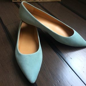J. Crew light blue suede flats.